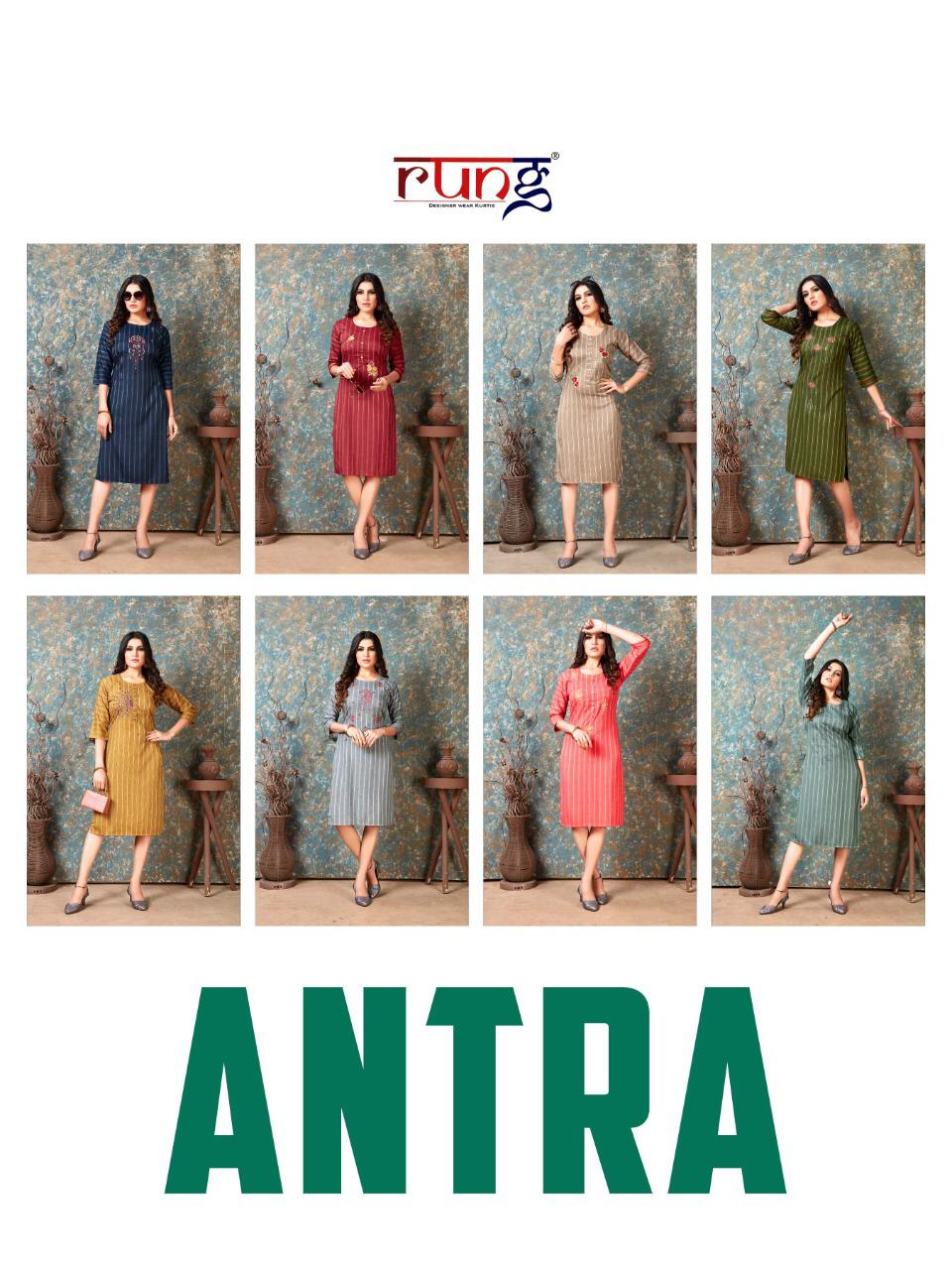 Rung Antra Latest fancy Designer Casual Wear Rayon With Embroidery Work Kurti Collection
